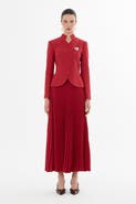 Gizia Double-Breasted Jacket and Pleated Skirt Set