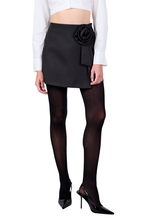 Endless Rose Rosette Faux Wrap Miniskirt In Black