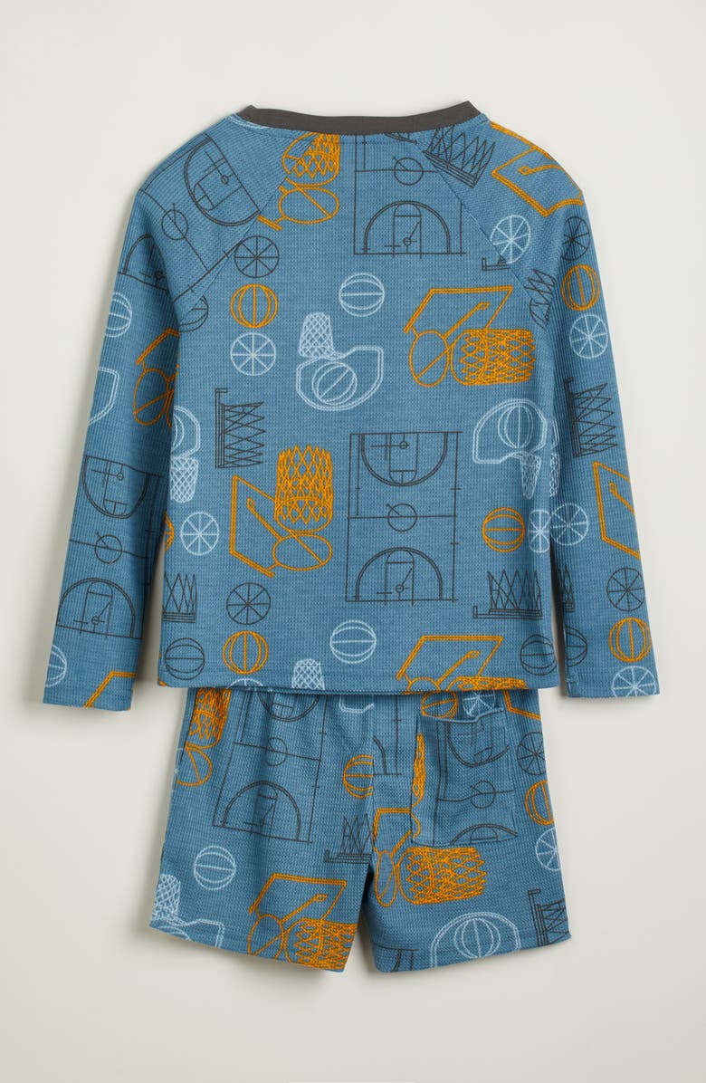 Nordstrom Kids' Two-Piece Henley Short Pajamas, Alternate, color, Blue Sports Court