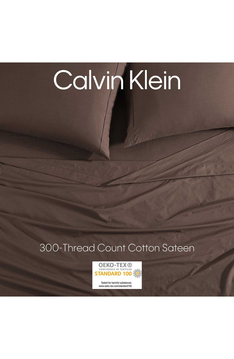 Calvin Klein 200 Thread Count Cotton Percale Twin Sheet Set, Alternate, color, Earth