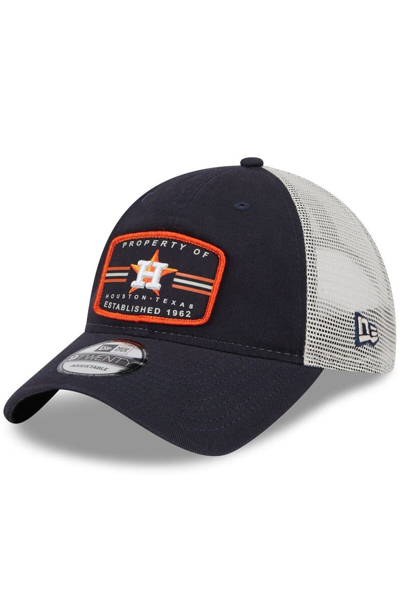 New Era Men's New Era Navy Houston Astros Property Trucker 9TWENTY Snapback Hat, Main, color,