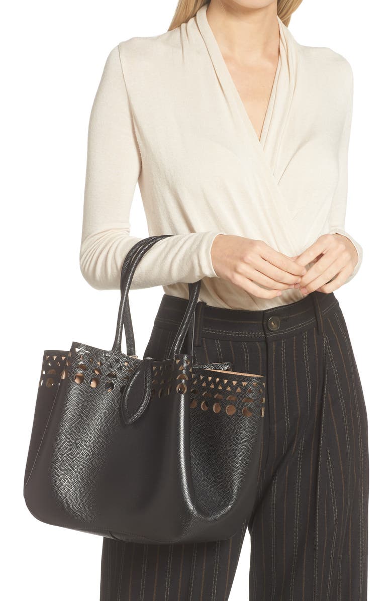 Alaïa Angèle 25 Grained Leather Top Handle Bag, Alternate, color,