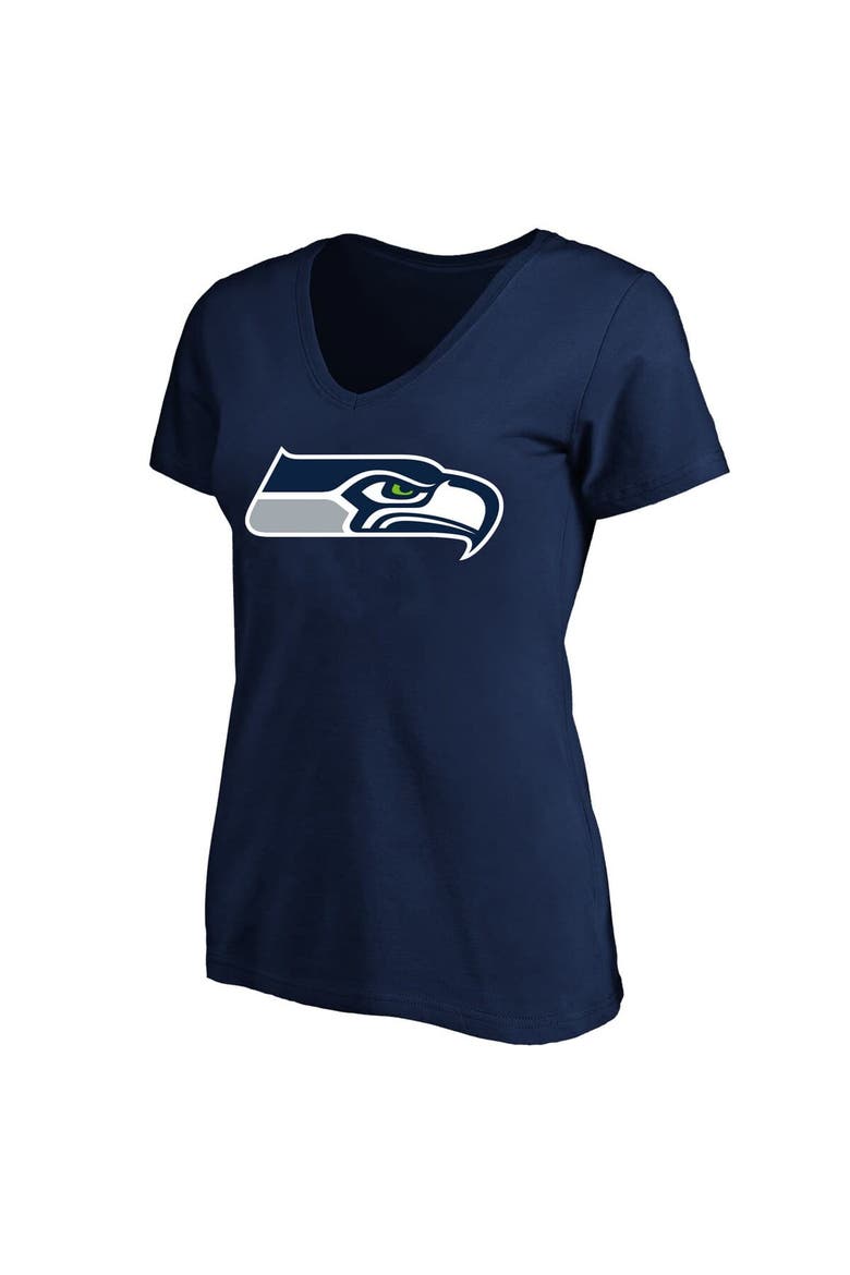 Women's Fanatics College Navy Seattle Seahawks Plus Size V-Neck T-Shirt, Main, color, College Navy
