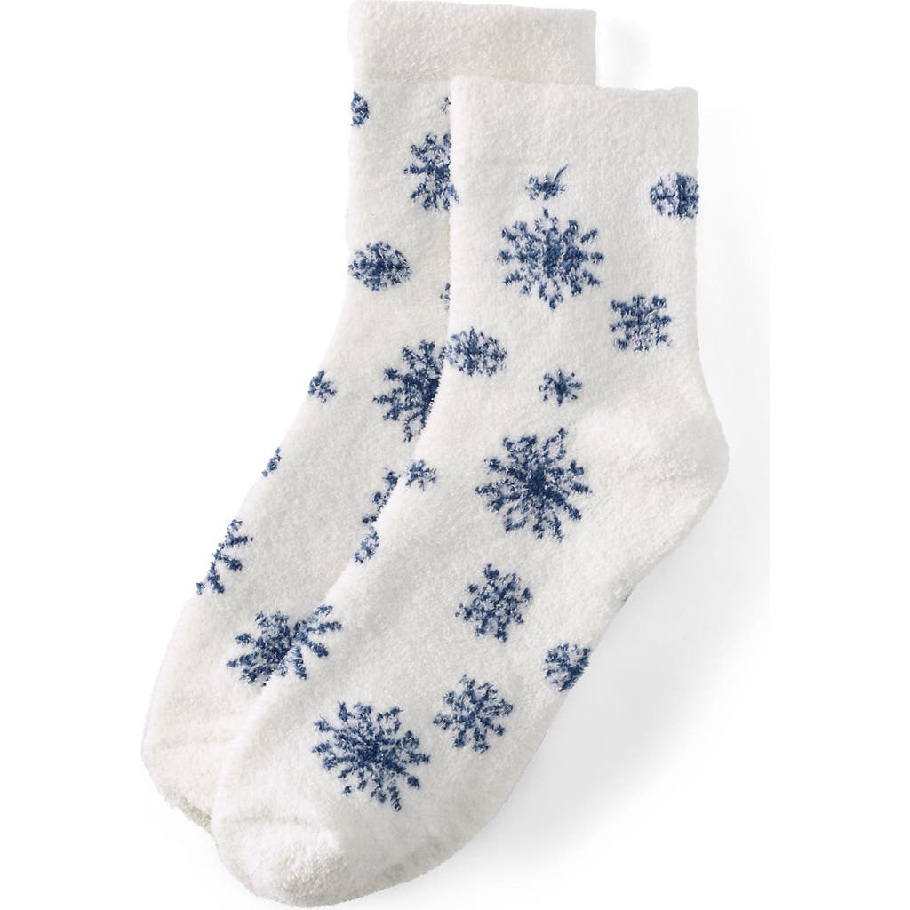 Lands' End Cozy Micro Crew Socks In Animal Print