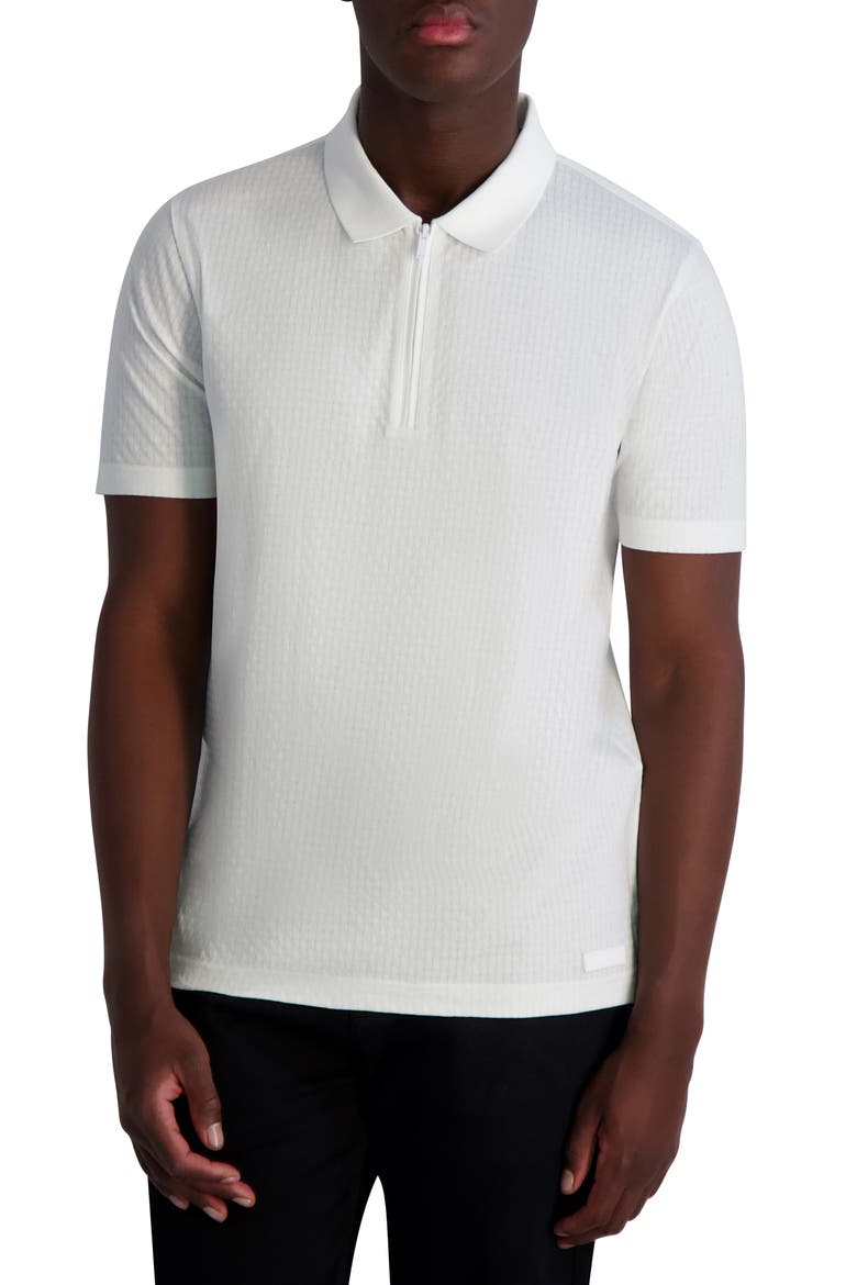 Textured Quarter Zip Performance Polo, Main, color, WHITE