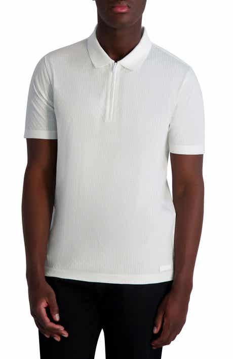 KARL LAGERFELD PARIS Textured Quarter Zip Performance Polo