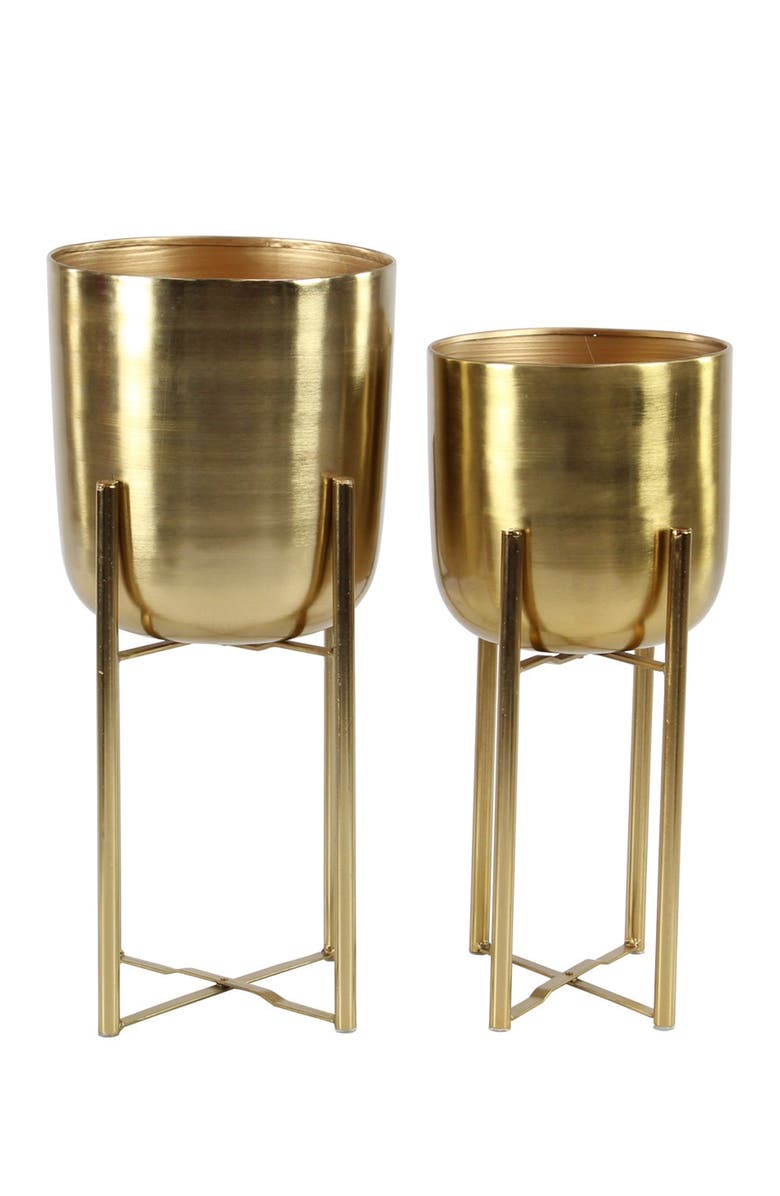 WILLOW ROW Floor Planters - Set of 2, Main, color, Gold