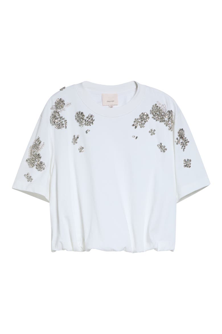 Davini Crystal Ivy Bubble Hem Top, Alternate, color, WHITE