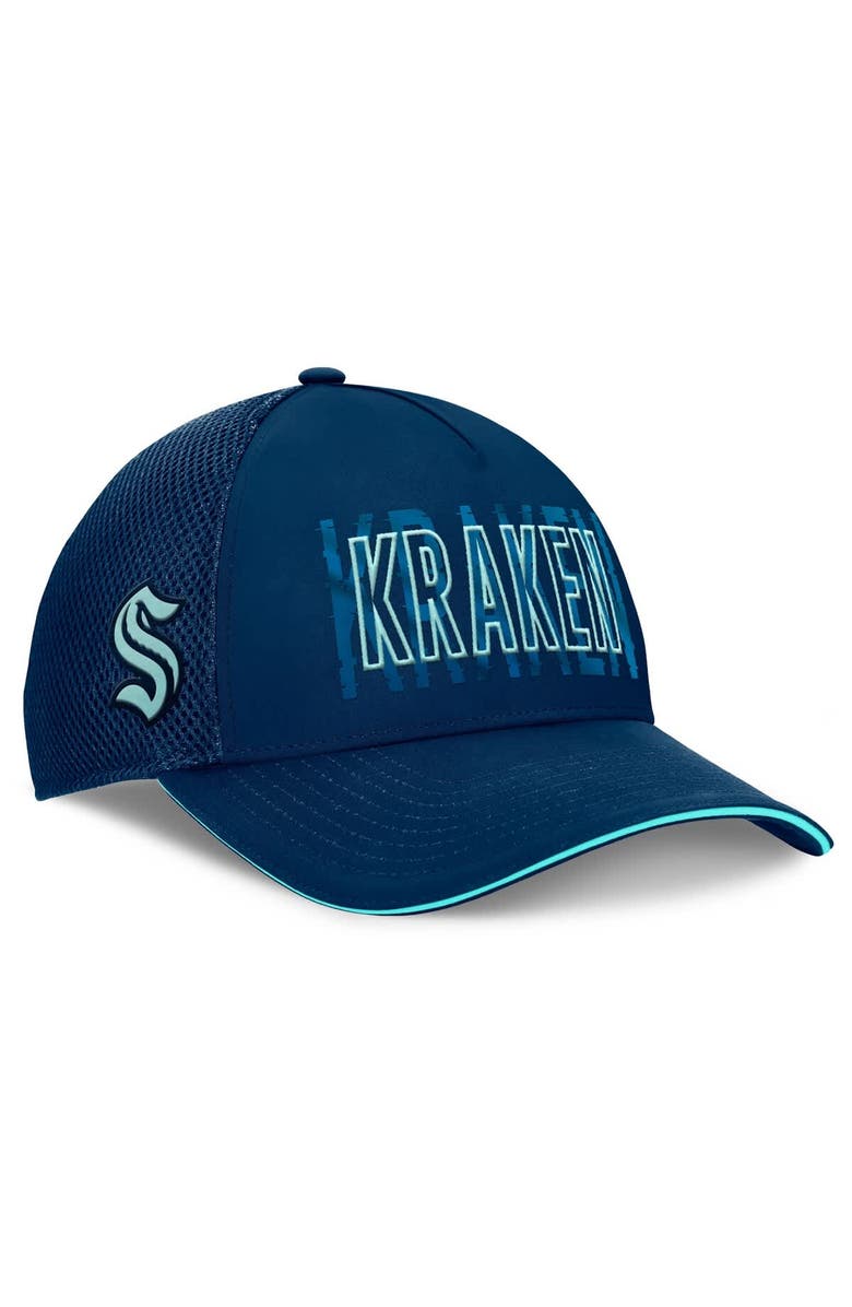 FANATICS Men's Fanatics Deep Sea Blue Seattle Kraken Fundamental Flex Hat, Main, color, Navy