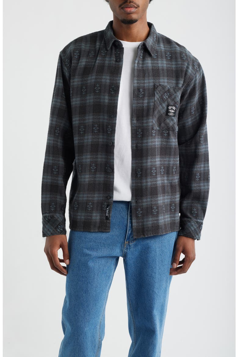 Liquid Trips Flannel Long Sleeve Button-Up Shirt, Main, color, WASHED BLACK