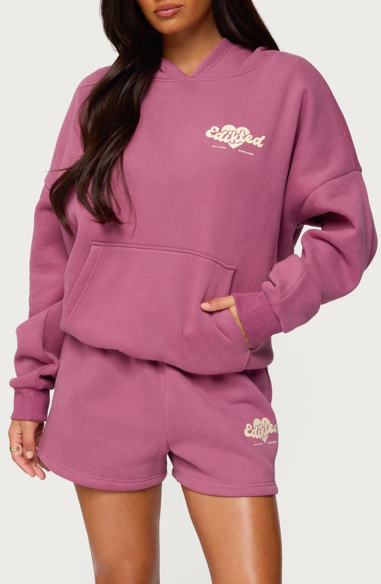 EDIKTED We're Edikted Logo Hoodie, Main, color, Mauve