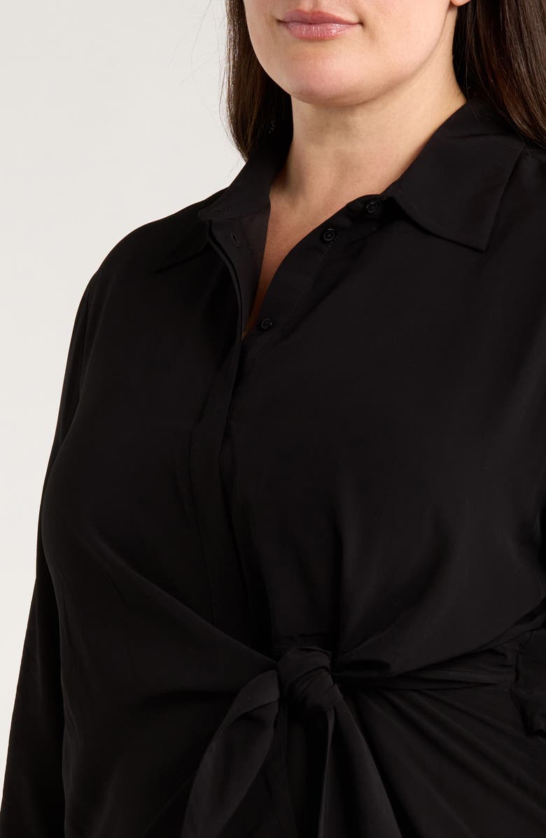 Nordstrom Long Sleeve Faux Wrap Dress, Alternate, color, Black