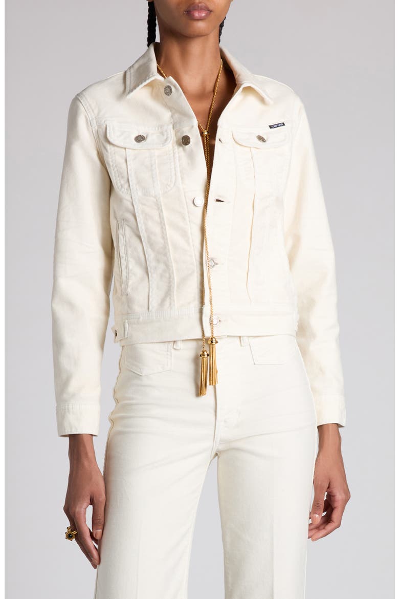 Moleskin Denim Trucker Jacket, Main, color, OFF WHITE