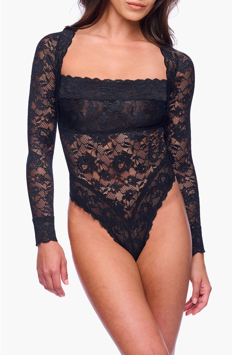 Cosabella Nsn Long Sleeve Teddy, Main, color, Black