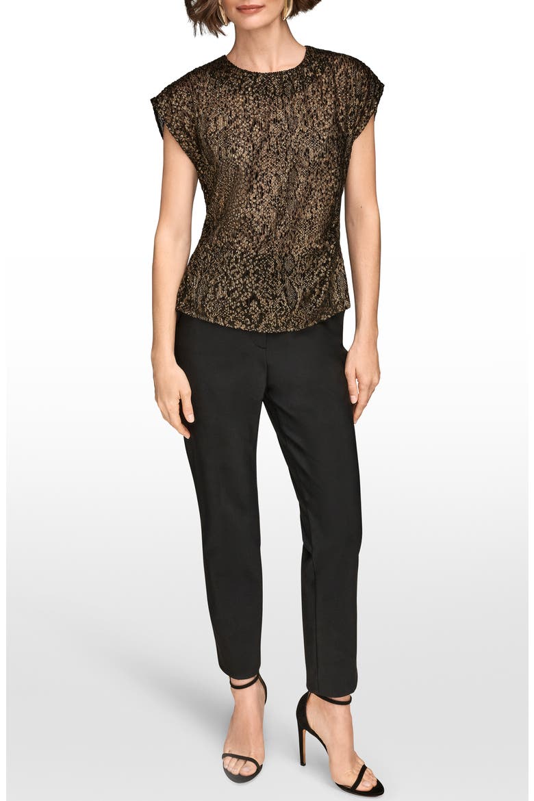 Metallic Cap Sleeve Top, Alternate, color, BLACK/ GOLD