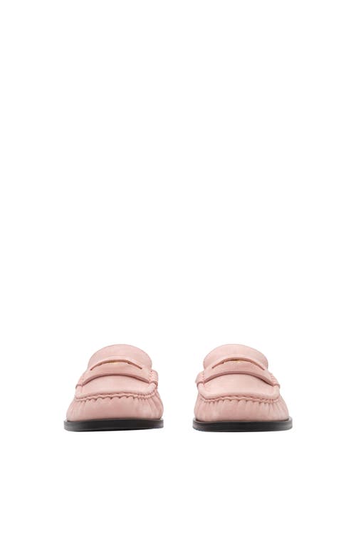 Burberry Leather Cadet Mules In Pink