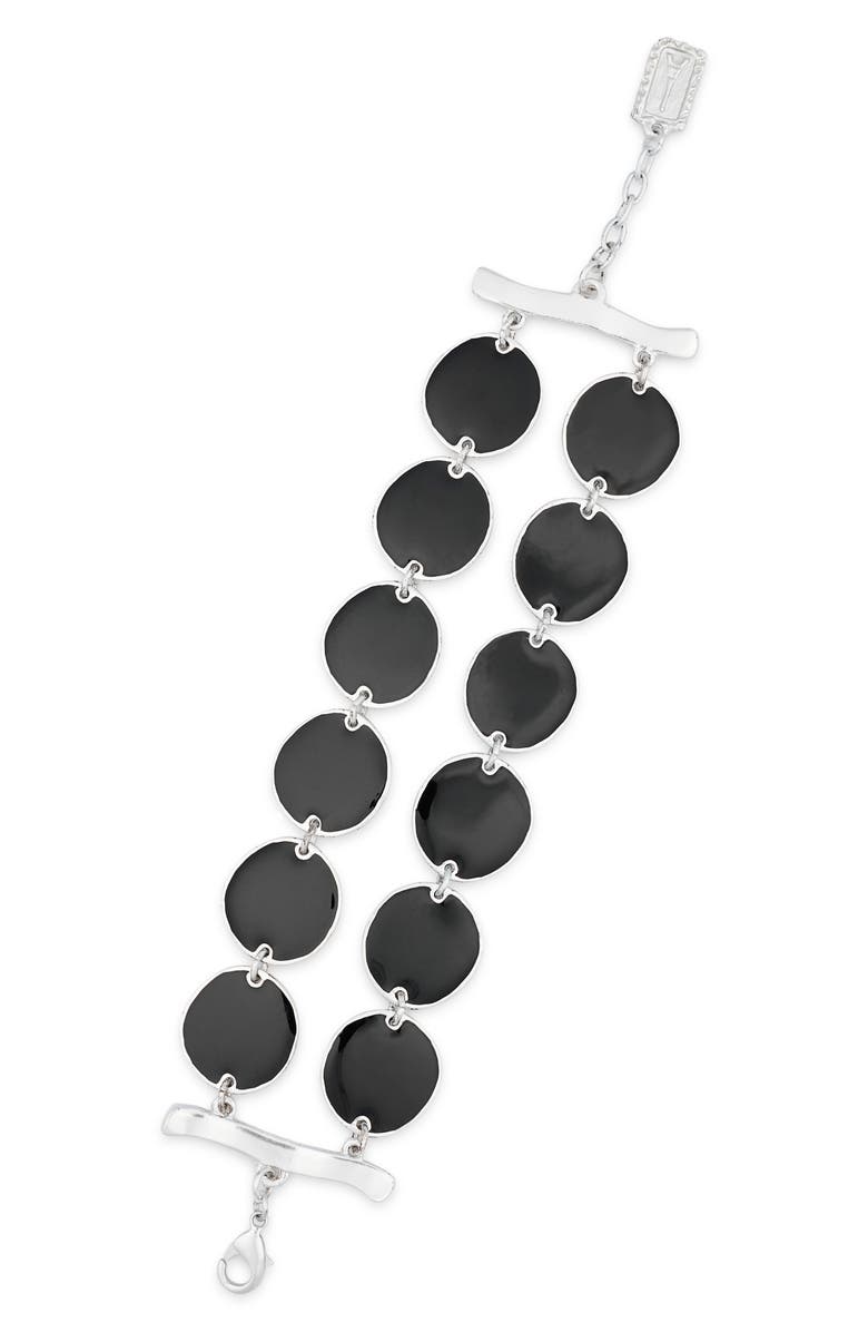 Karine Sultan Black Enamel Coin Bracelet, Main, color, Silver
