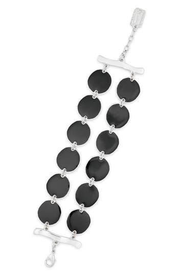 Karine Sultan Black Enamel Coin Bracelet In Metallic