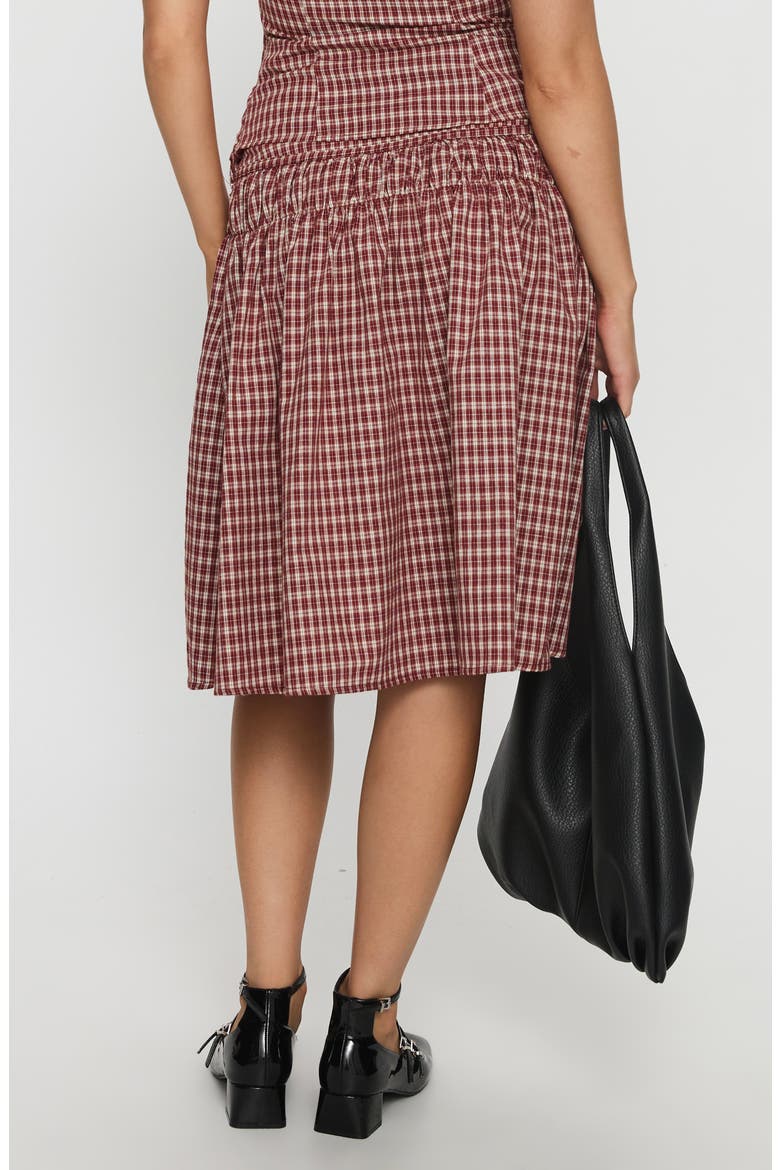 Alixandra Check Print Midi Skirt, Alternate, color, RED CHECK