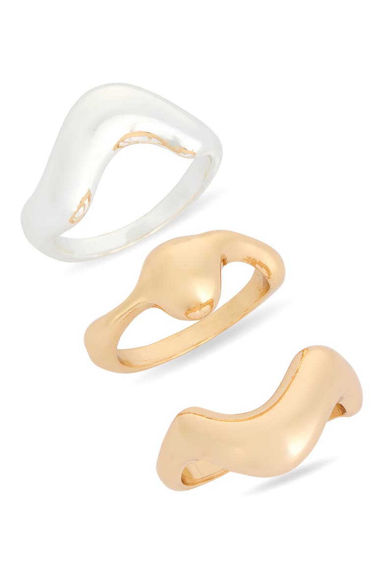 3-Pack Wavy Assorted Rings, Main, color, GOLD- SILVER