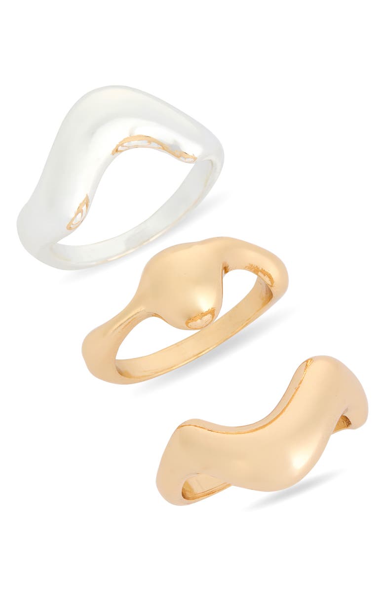 Leith 3-Pack Wavy Assorted Rings, Main, color, Gold- Silver