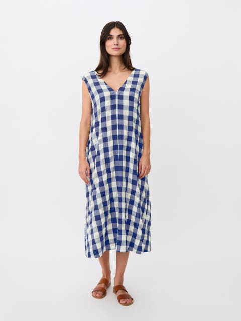 Maordella V-Neck Checked Midi Dress