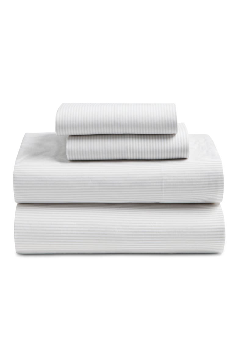 Stripe Cotton Percale Sheet Set, Main, color, GREY VAPOR MULTI
