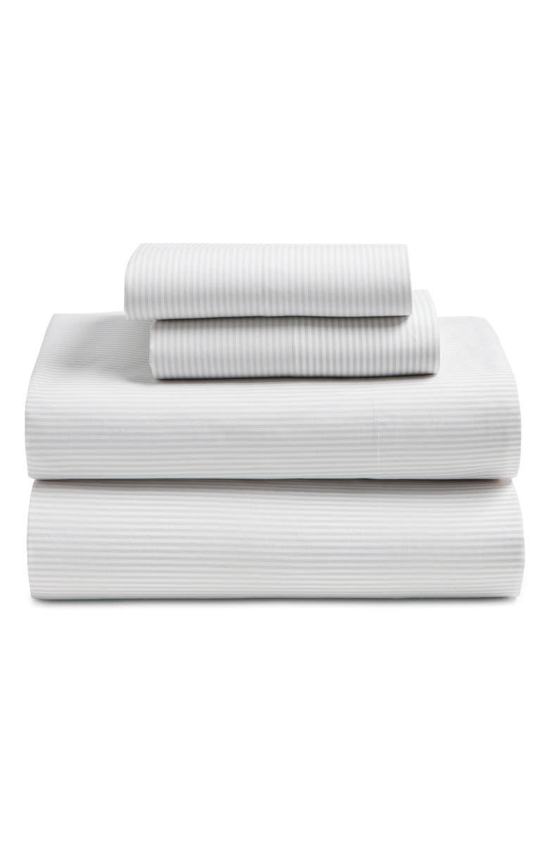Nordstrom Stripe Cotton Percale Sheet Set, Main, color, Grey Vapor Multi