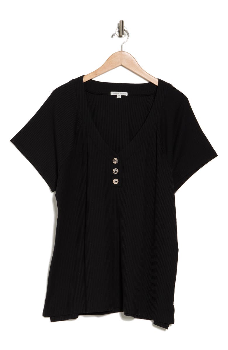 Threads 4 Thought Delanie Rib Henley T-Shirt, Alternate, color, Black