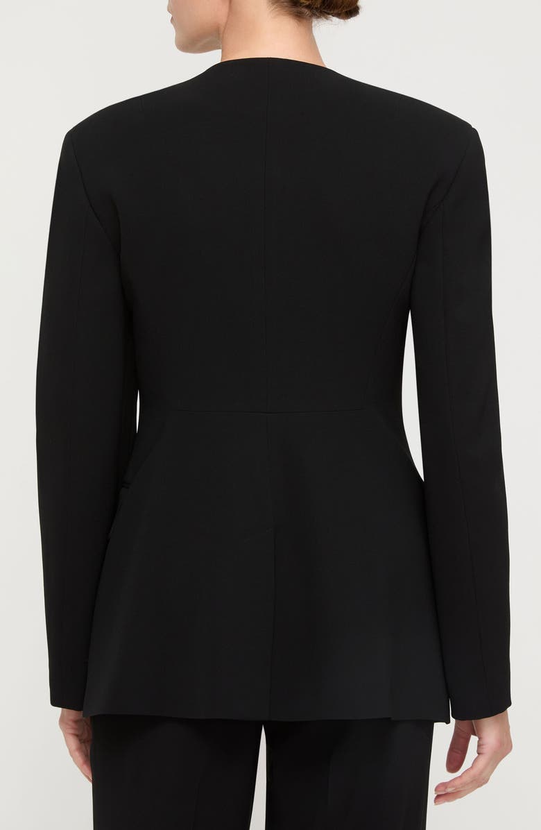 Lafayette 148 New York Cystal Cluster Button Finesse Crepe Cutaway Jacket, Alternate, color, Black
