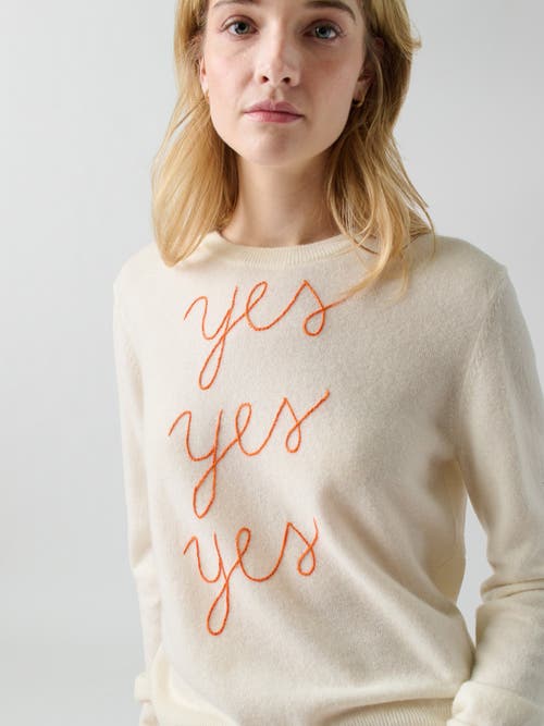 Lingua Franca Yes Yes Yes Crewneck In Cream