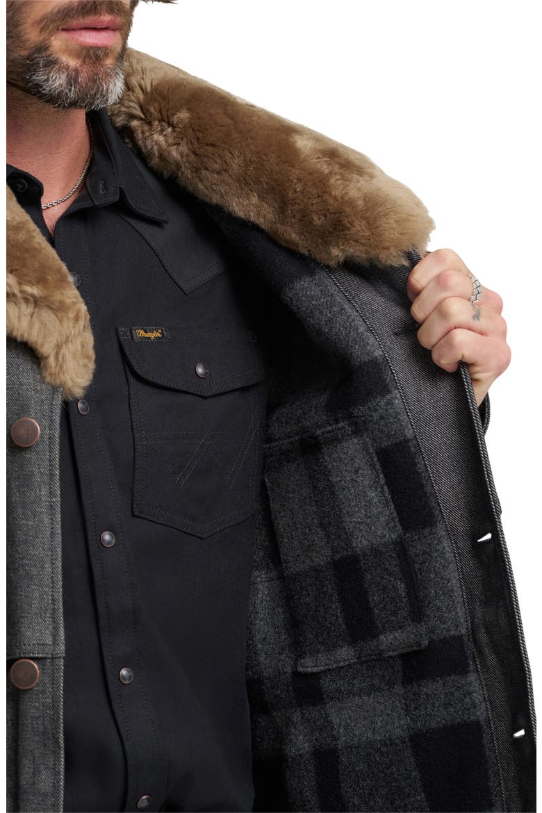 Filson X Wrangler Genuine Shearling Collar Packer Jacket, Alternate, color, BLACK