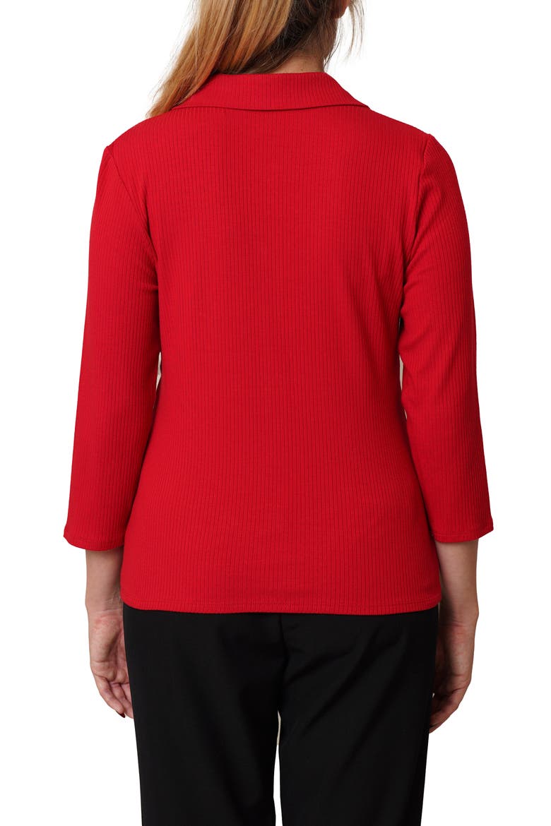Buttoned Ribbed Knit Top, Alternate, color, SALSA