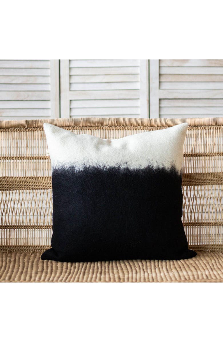 kanju Interiors Eclipse Dip-Dyed Organic Wool Throw Pillow - Square - with Insert, Alternate, color, Natural - Large