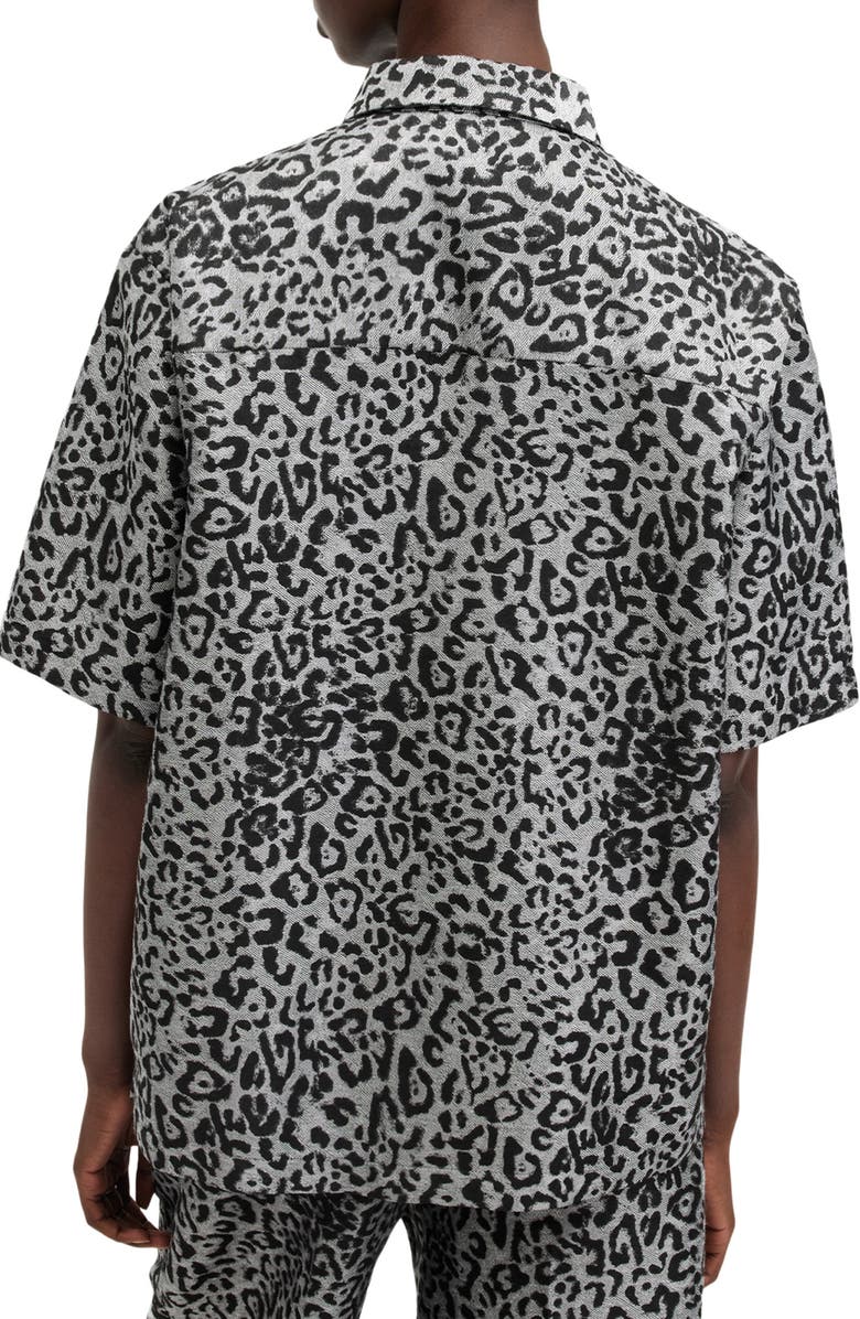 AllSaints Jemi Leopard Print Button-Up Shirt, Alternate, color, Silver Grey