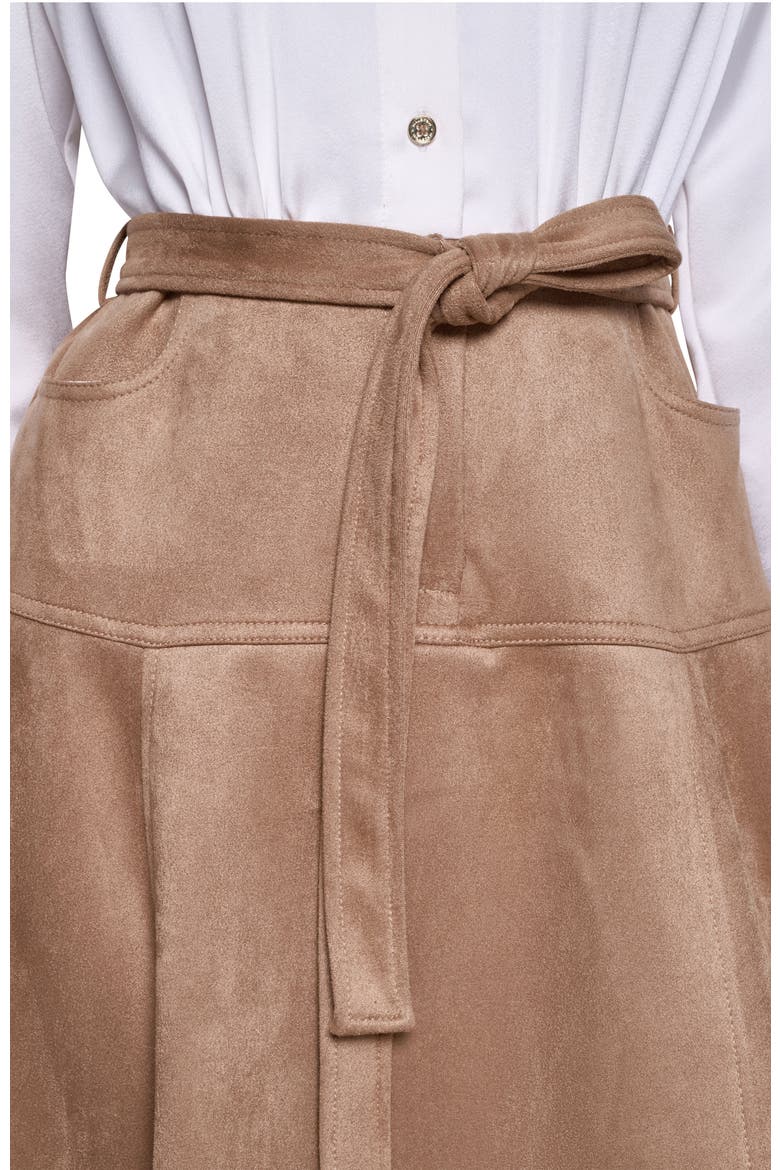 Satin & Suede Midi Shirt Dress, Alternate, color, Ivory/Spiced Almond