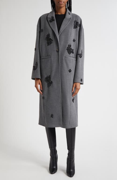 Cinq À Sept Crystal Ivy Gravis Embellished Coat In Gray