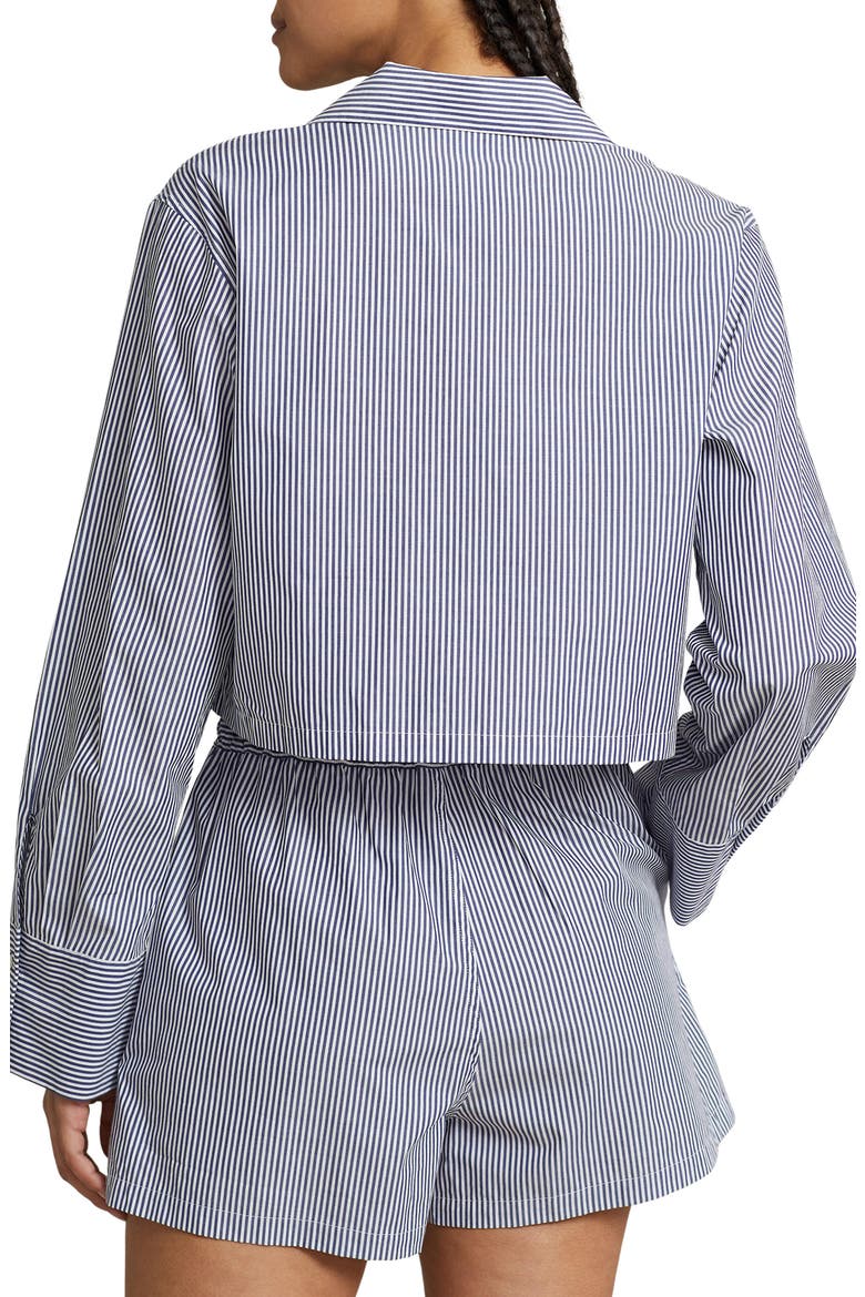 Crop Cotton Poplin Short Pajamas, Alternate, color, PURPLE STRIPES