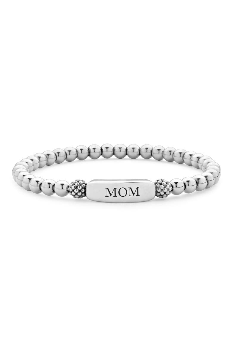 Signature Caviar Mom Stretch Bracelet, Main, color, SILVER