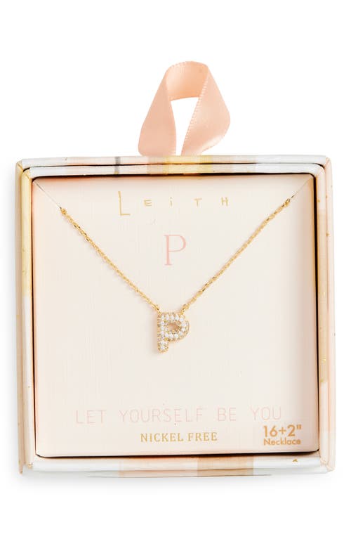 Leith Cubic Zirconia Initial Pendant Necklace In P- Clear- Gold