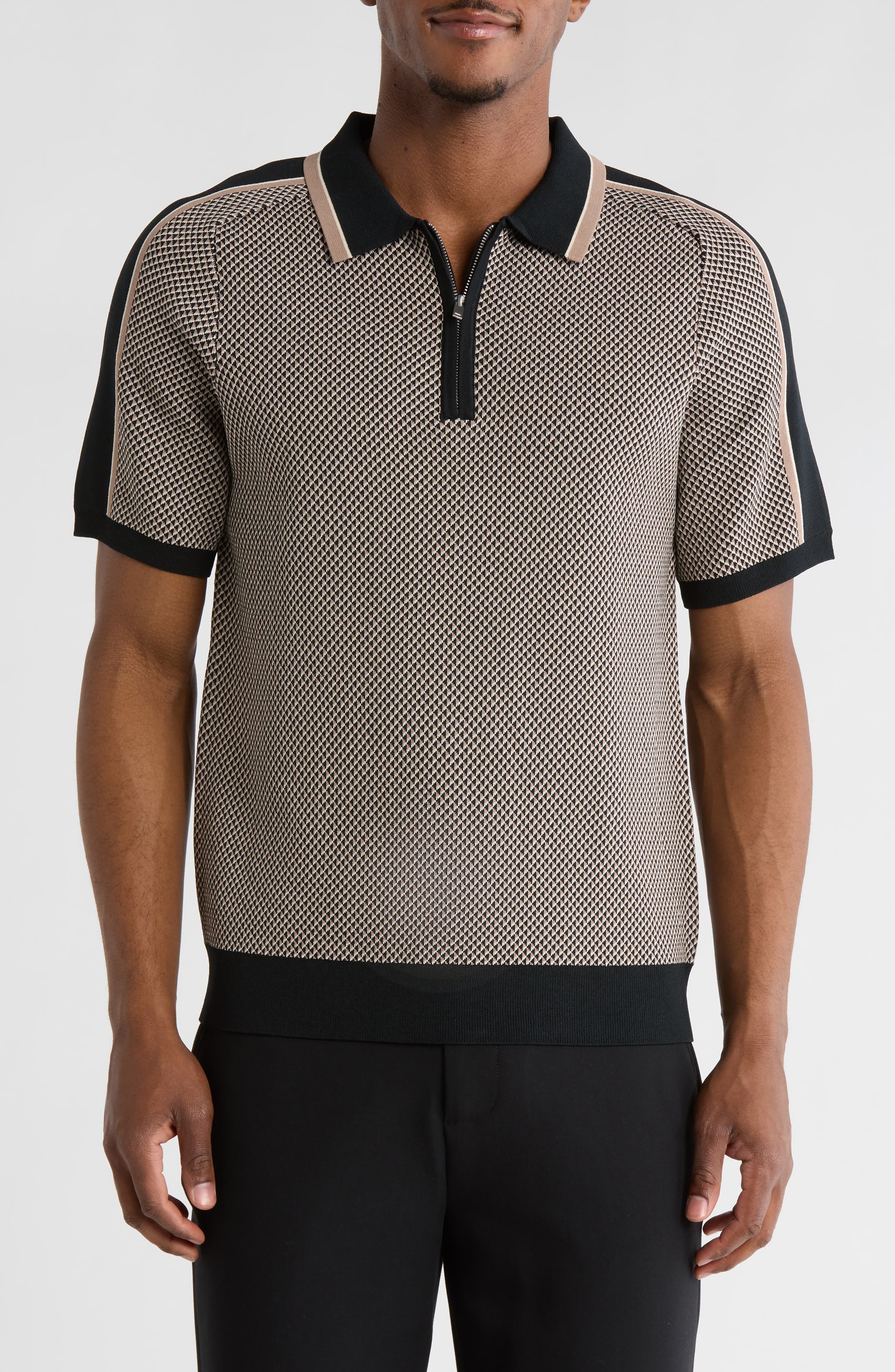 Elie Tahari Geometric Jacquard Polo Shirt