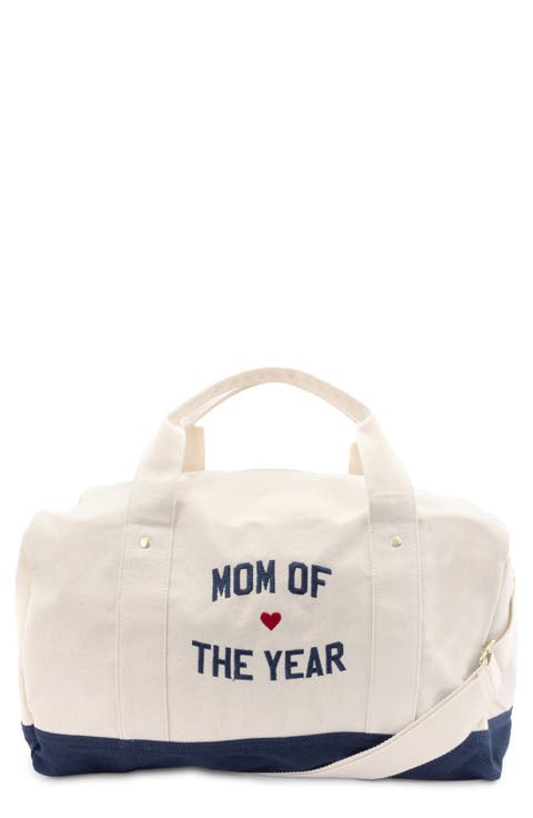 Mom of the Year Embroidered Canvas Duffle Bag