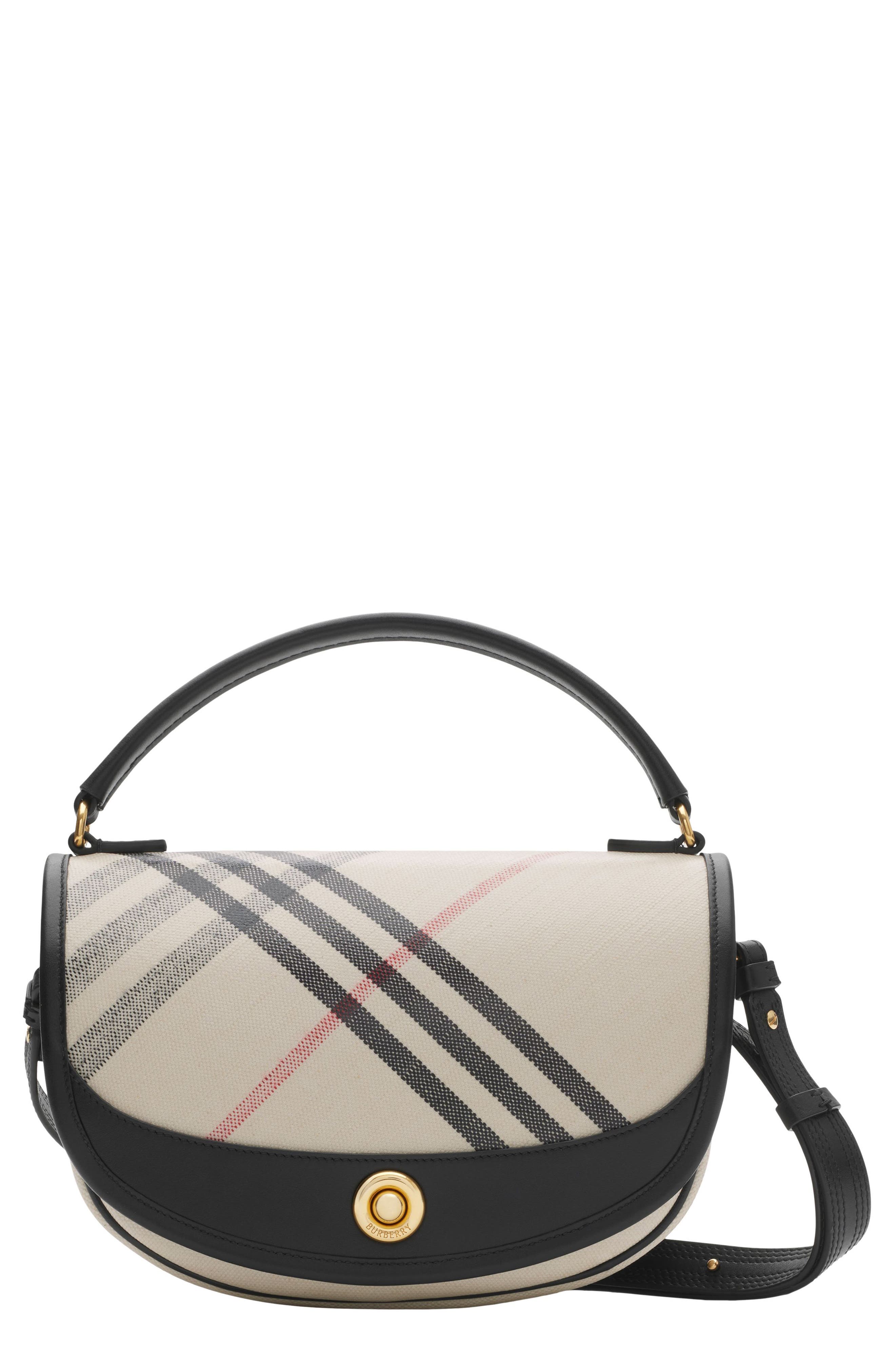 Burberry Highlands Coated Canvas & Leather Top Handle Bag, Main, color, 