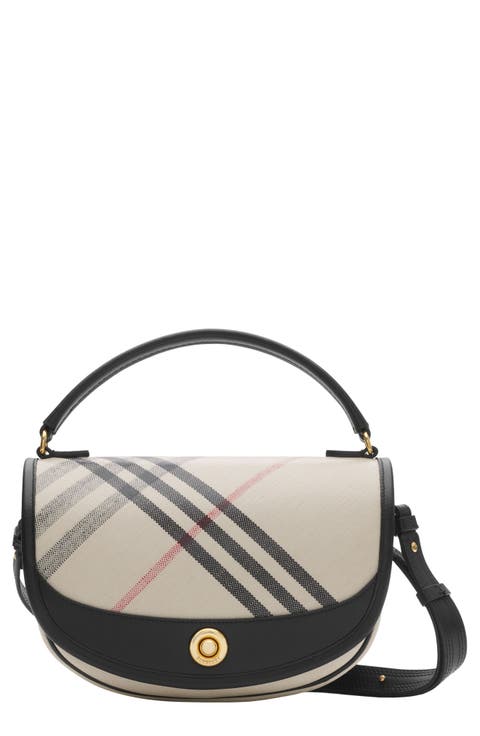Burberry Highlands Coated Canvas & Leather Top Handle Bag