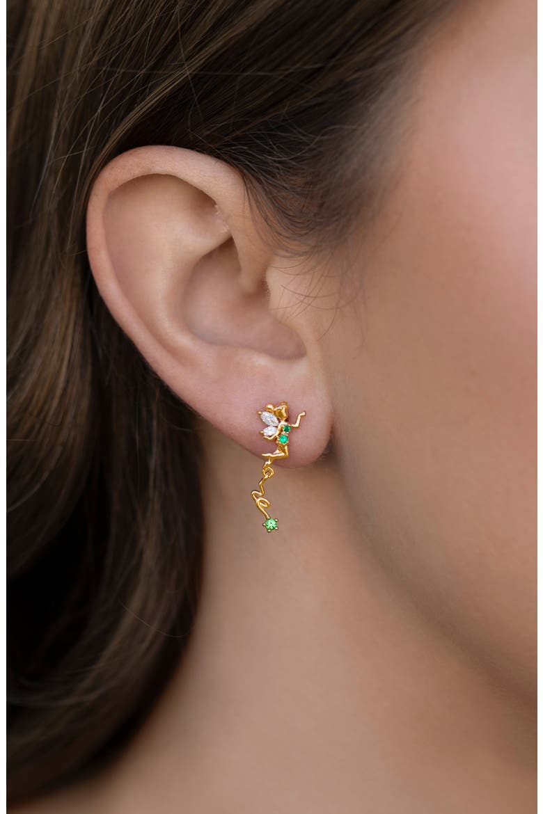 Disney® Tinker Bell Stud Earrings, Alternate, color, GOLD