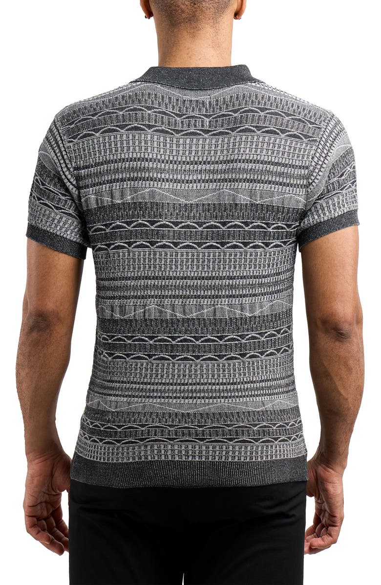 XRAY Jacquard Polo Sweater, Alternate, color, Black