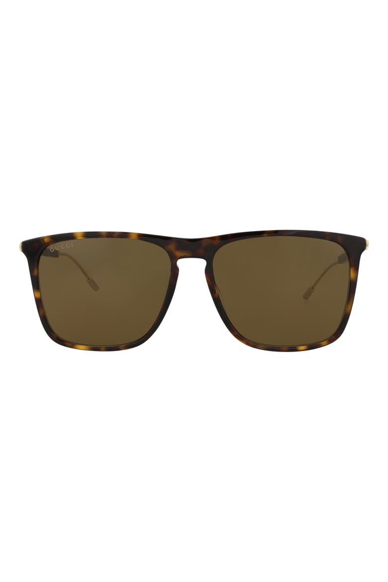 58mm Square Sunglasses, Main, color, HAVANA GOLD BROWN