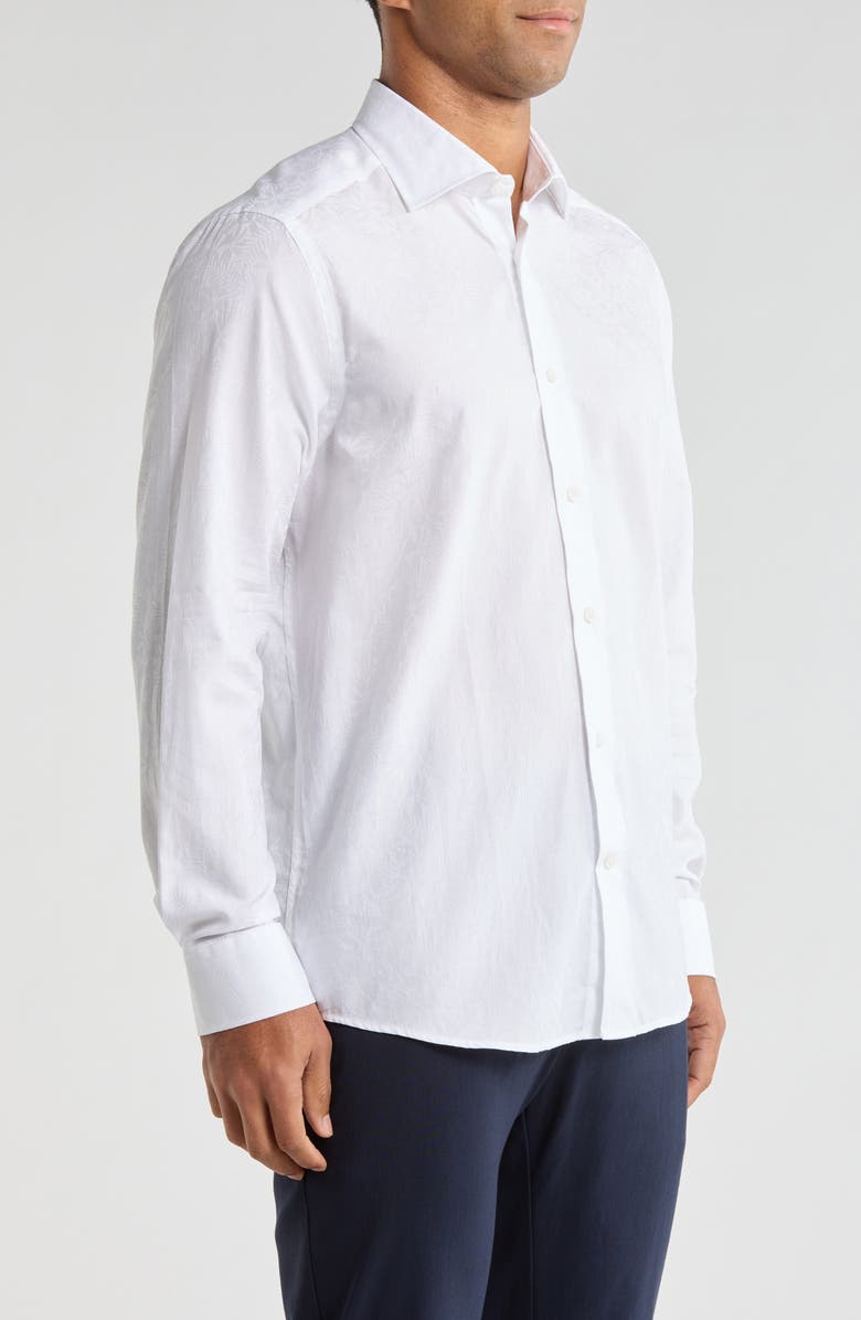 Jack Victor Cotton Jacquard Button-Up Shirt, Alternate, color, White