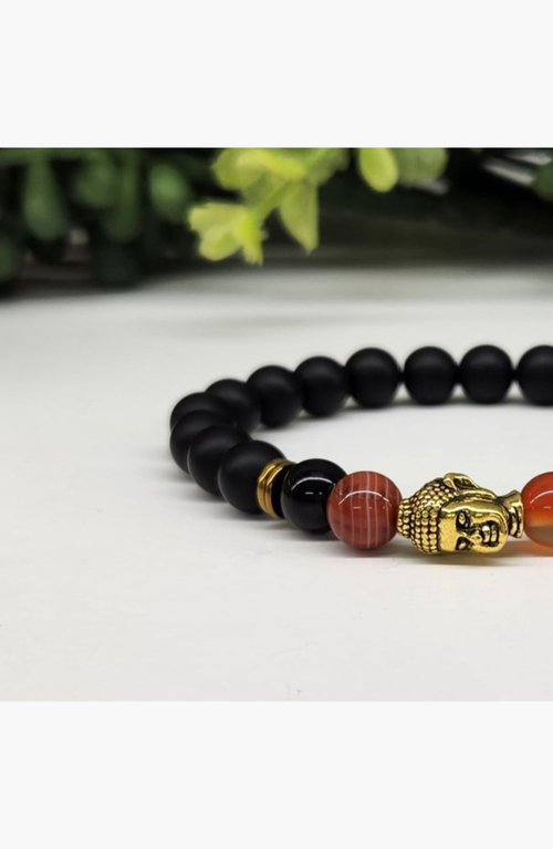 Humanist Beauty Buddha Obsidian Beaded Bracelet