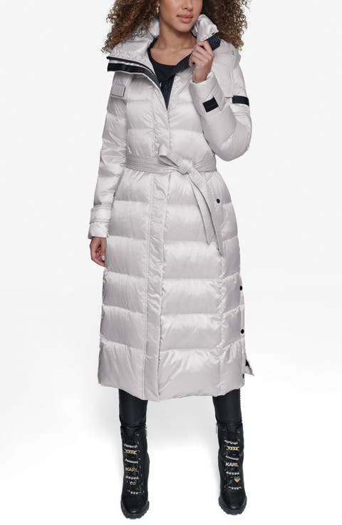 Contrast Belted Longline Puffer Jacket